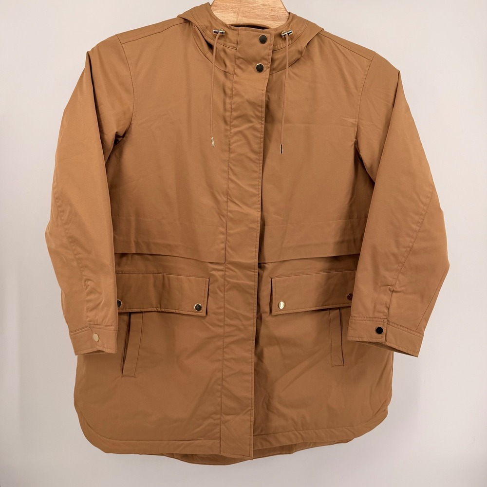 Liz Claiborne Jacket Women 1X Brown French Caramel Anorak Water Repellent Hooded
